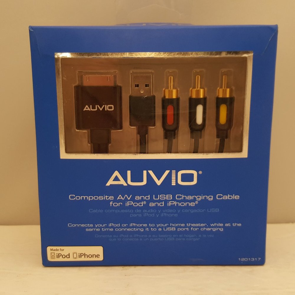 AUVIO Composite A/V & USB Charging Cable for iPod & iPhone 🆕